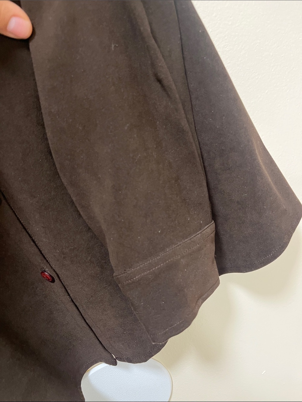 Vtg Geoffrey Beene Flannel Shirt Women 10 Brown Long Sleeve Button Up Minimalist - Picture 7 of 11